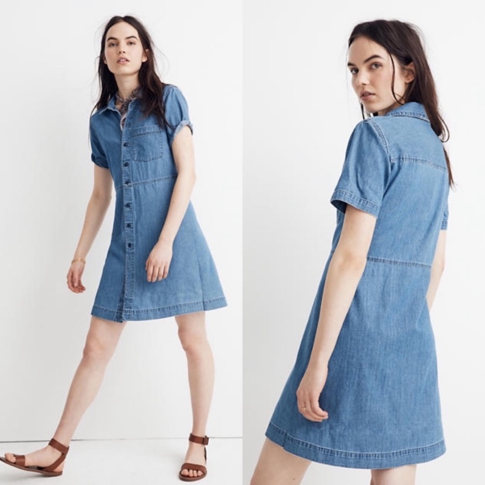 Madewell Denim Waisted Shirtdress in Penview Wash